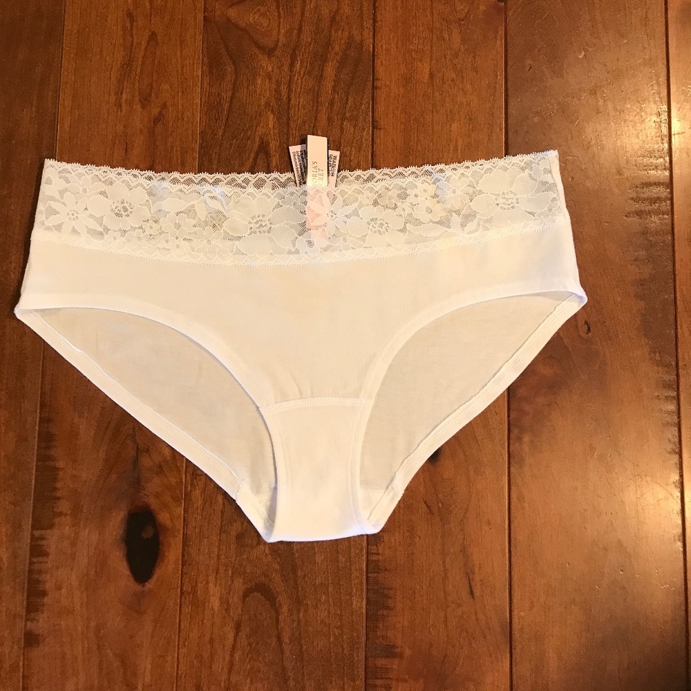 NWT VICTORIA'S SECRET LACE-WAIST COTTON HIPHUGGER XL PANTY